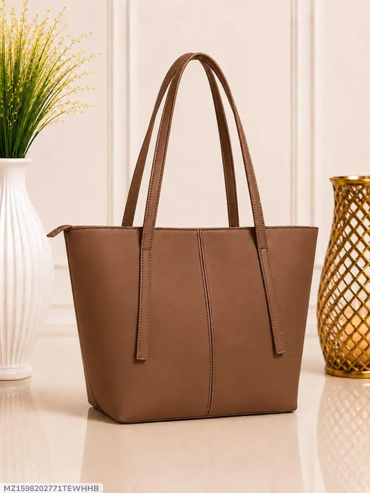 Premium Plain Faux Leather Shoulder Bag for Women - Sleek Casual Handbag