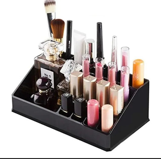 Black ABS Makeup Organizer with Storage Compartments | Cosmetic Storage Box