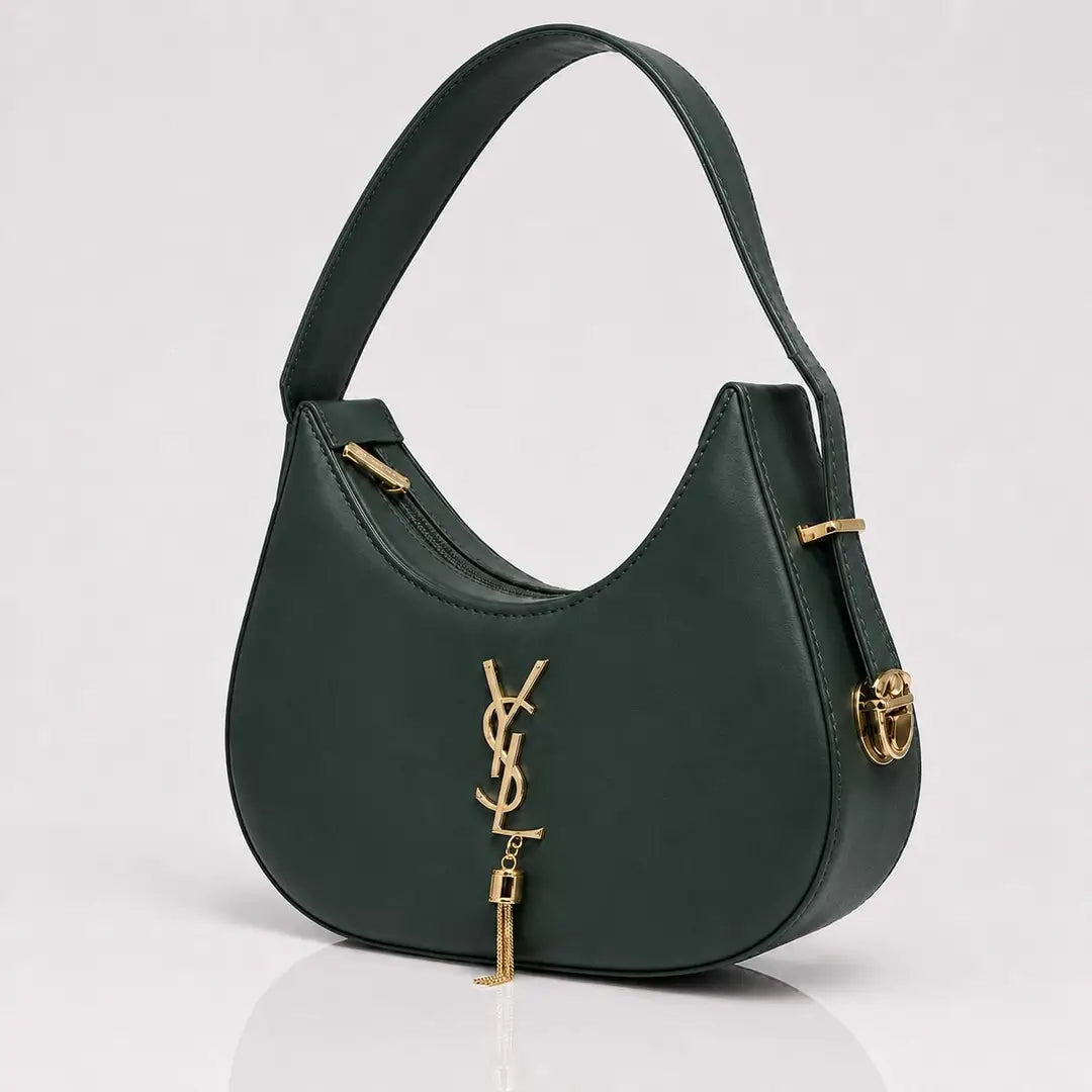YSL Hobo Bag in Plain Leather with Adjustable Handle - Minimalist Designer Shoulder Bag