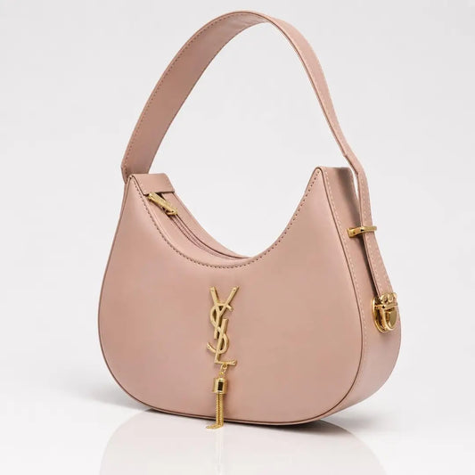 YSL Hobo Bag in Plain Leather with Adjustable Handle - Minimalist Designer Shoulder Bag